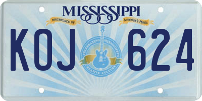 MS license plate KOJ624