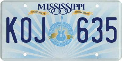 MS license plate KOJ635