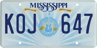 MS license plate KOJ647