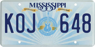 MS license plate KOJ648