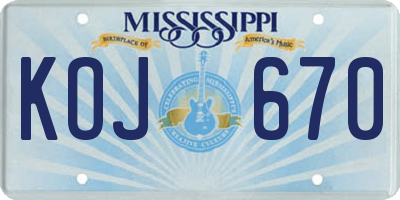 MS license plate KOJ670