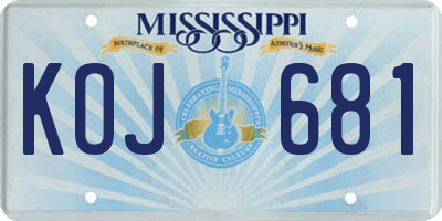 MS license plate KOJ681