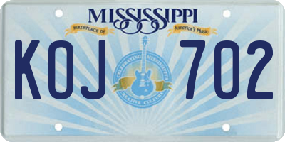 MS license plate KOJ702