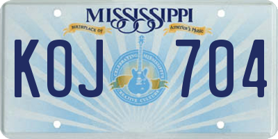 MS license plate KOJ704