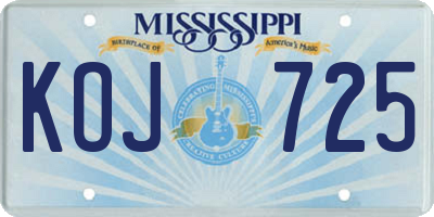 MS license plate KOJ725