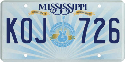 MS license plate KOJ726