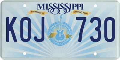 MS license plate KOJ730