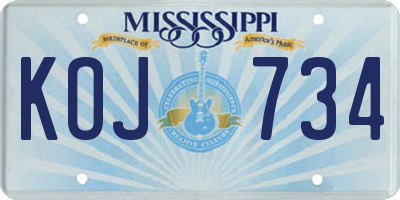 MS license plate KOJ734