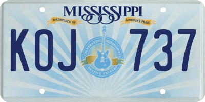 MS license plate KOJ737