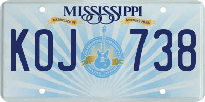 MS license plate KOJ738
