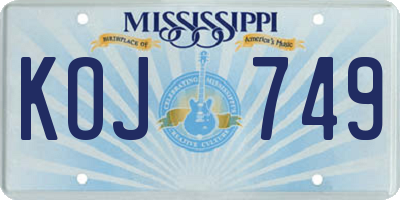 MS license plate KOJ749