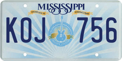 MS license plate KOJ756