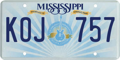 MS license plate KOJ757
