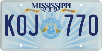 MS license plate KOJ770