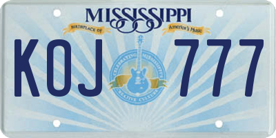 MS license plate KOJ777