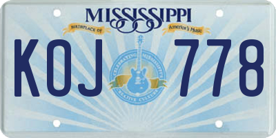 MS license plate KOJ778