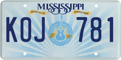 MS license plate KOJ781