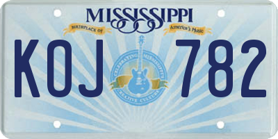 MS license plate KOJ782