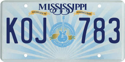 MS license plate KOJ783