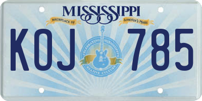 MS license plate KOJ785