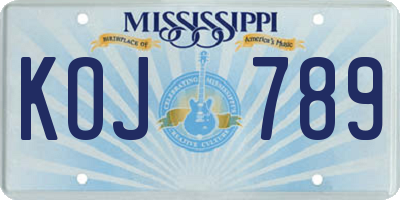 MS license plate KOJ789