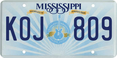 MS license plate KOJ809
