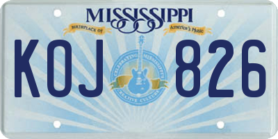 MS license plate KOJ826