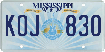 MS license plate KOJ830