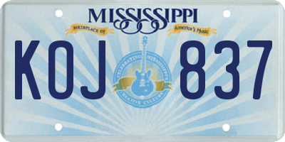 MS license plate KOJ837