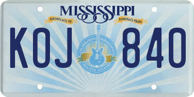 MS license plate KOJ840