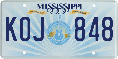 MS license plate KOJ848