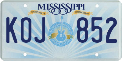 MS license plate KOJ852