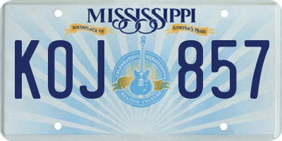 MS license plate KOJ857