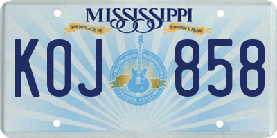 MS license plate KOJ858