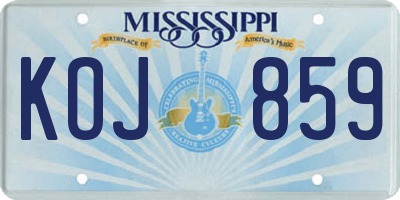 MS license plate KOJ859