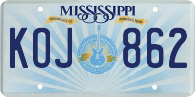 MS license plate KOJ862