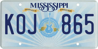 MS license plate KOJ865