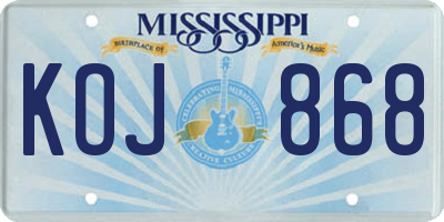 MS license plate KOJ868