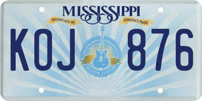 MS license plate KOJ876