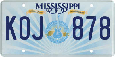 MS license plate KOJ878