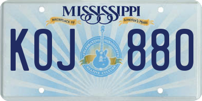 MS license plate KOJ880