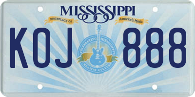 MS license plate KOJ888