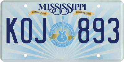 MS license plate KOJ893