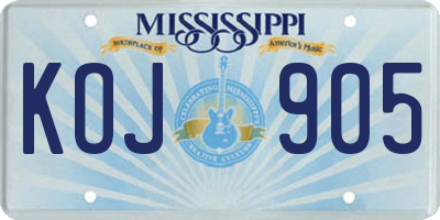 MS license plate KOJ905