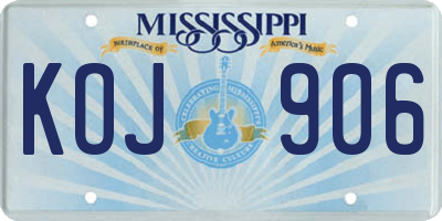 MS license plate KOJ906