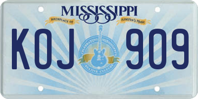 MS license plate KOJ909