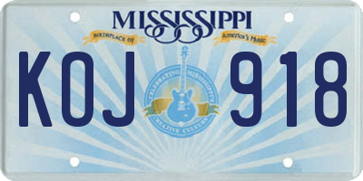 MS license plate KOJ918