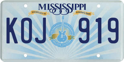 MS license plate KOJ919