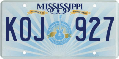 MS license plate KOJ927
