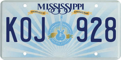 MS license plate KOJ928